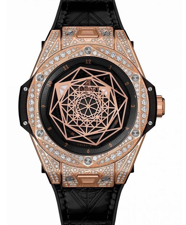 AAA Replica Hublot Big Bang Sang Bleu King Gold Pave Watch 465.OS.1118.VR.1704.MXM18